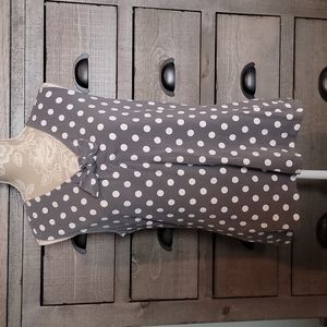 Gray with White Polkadots Sleeveless Top and Tie Front Detail by Cato